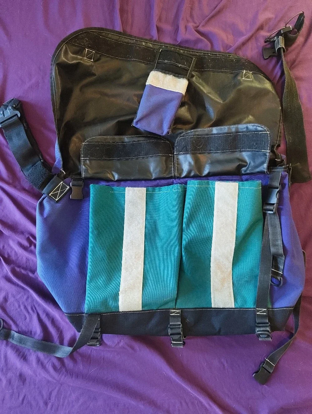 REload XL Full Custom Bicycle Messenger Bag Matching Cell Holster Purple/Teal
